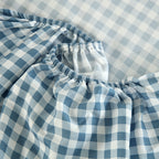 WEICH Fitted Bedsheet Set| Plaid Pattern | 100% Cotton | Checkered Blue