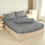 WEICH Fitted Bedsheet Set| Plaid Pattern | 100% Cotton | Checkered Black