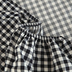 WEICH Fitted Bedsheet Set| Plaid Pattern | 100% Cotton | Checkered Black