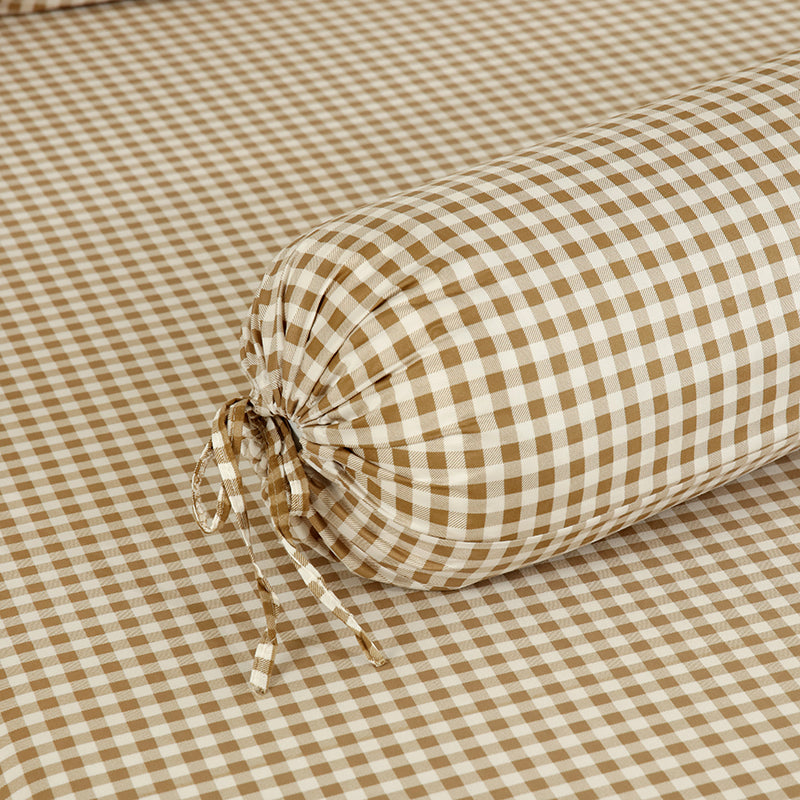 WEICH Fitted Bedsheet Set| Plaid Pattern | 100% Cotton | Checkered Brown
