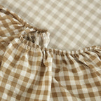 WEICH Fitted Bedsheet Set| Plaid Pattern | 100% Cotton | Checkered Brown