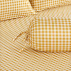 WEICH Fitted Bedsheet Set| Plaid Pattern | 100% Cotton | Checkered Yellow