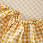 WEICH Fitted Bedsheet Set| Plaid Pattern | 100% Cotton | Checkered Yellow