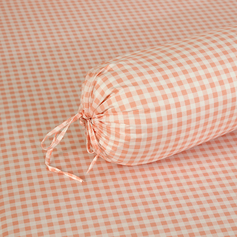 WEICH Fitted Bedsheet Set| Plaid Pattern | 100% Cotton | Checkered Pink