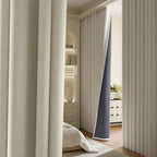 WEICH Luxury Blackout Curtains | Elegant Silk Linen Drapes | Cream White