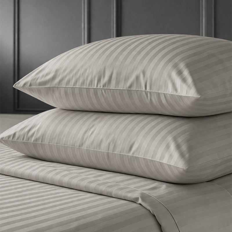 1200TC | Silky | Embossed Micro Satin | Bedsheet Set | Warm Ivory