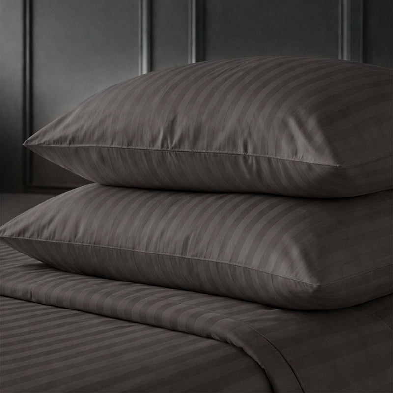 1200TC | Silky | Embossed Micro Satin | Bedsheet Set | Charcoal Grey