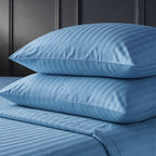 1200TC | Silky | Embossed Micro Satin | Bedsheet Set | Sky Blue