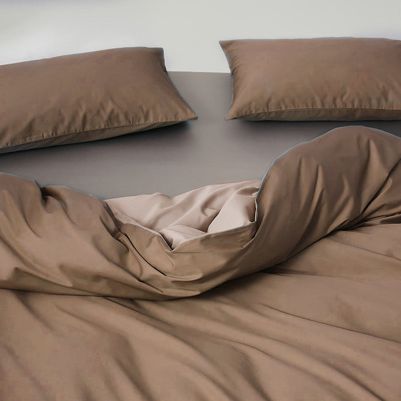 WEICH 980TC Bedding Set | Double-Sided | Quilt Cover | 100% Cotton | Coffee Brown