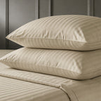 1200TC | Silky | Embossed Micro Satin | Bedsheet Set | Champagne Beige