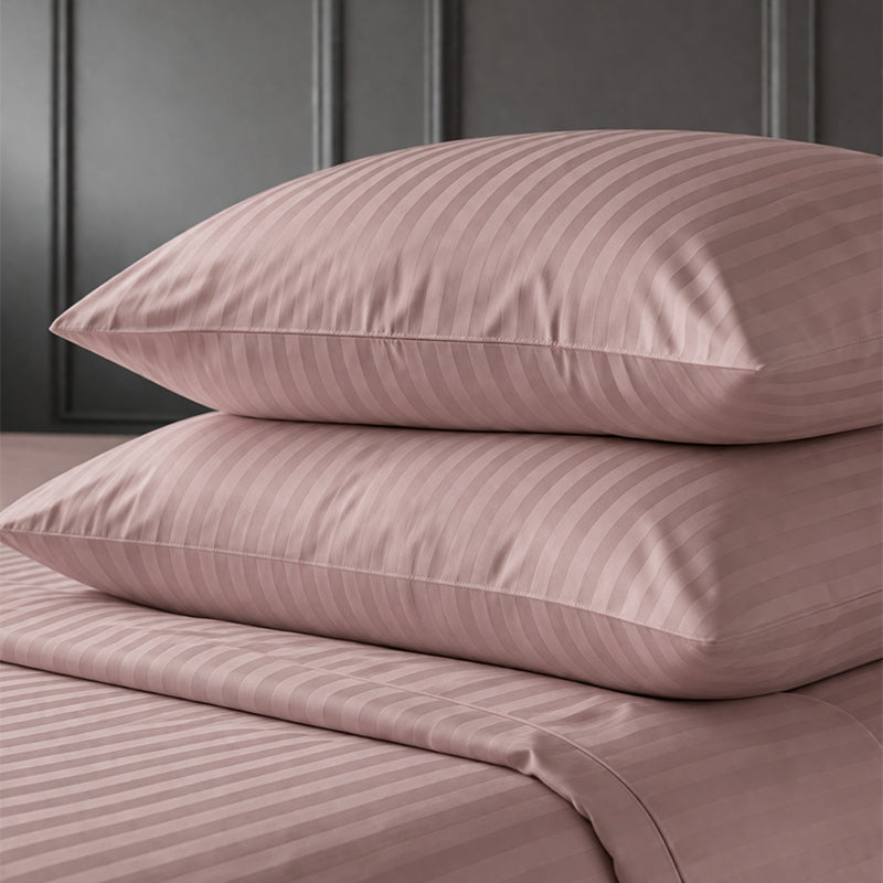 1200TC | Silky | Embossed Micro Satin | Bedsheet Set | Dusty Pink