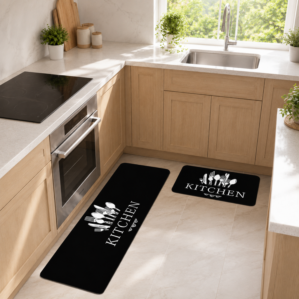 WEICH 2 in 1 Kitchen Floor Mat Water-Absorbent Non-Slip Mat Kitchen Mats Vintage Pattern Carpet | A1