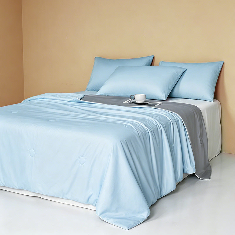 Weich 100% Nylon Fabric | Filled With Whole Feather Silk Cotton | Blue