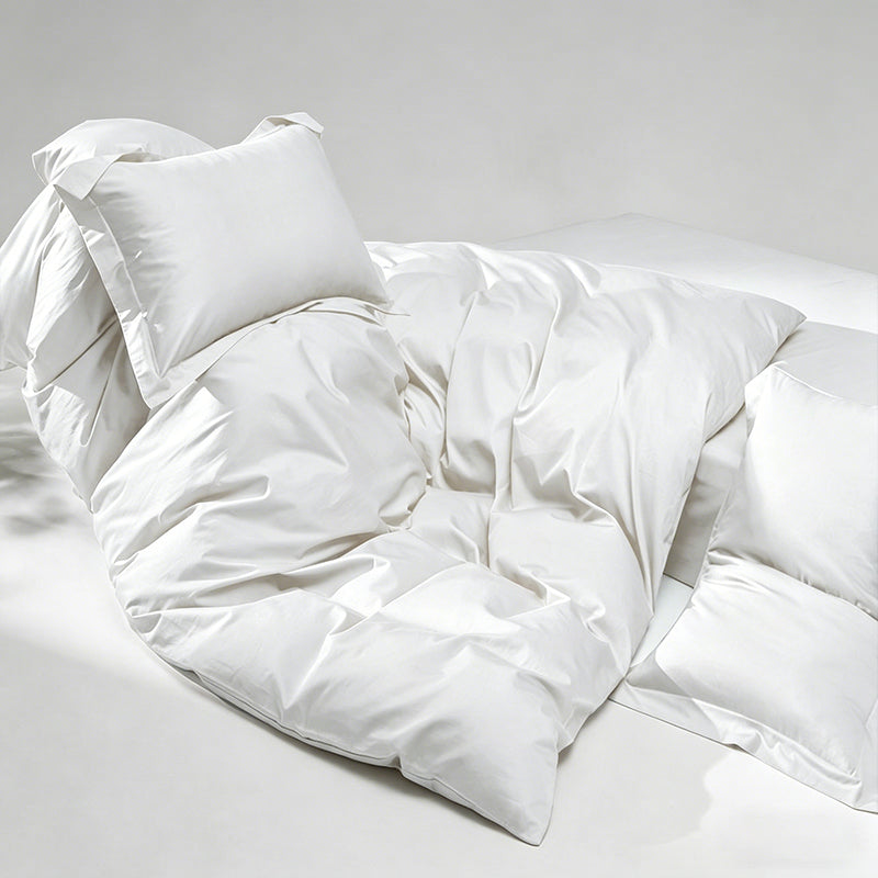 WEICH 1000TC Bedsheet Set | With Quilt Cover | 100% Combed Cotton | Soft Touch | Cream White