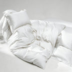 WEICH 1000TC Bedsheet Set | With Quilt Cover | 100% Combed Cotton | Soft Touch | Cream White