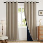 WEICH Luxury Blackout Curtains | Elegant Silk Linen Drapes | Cappuccino