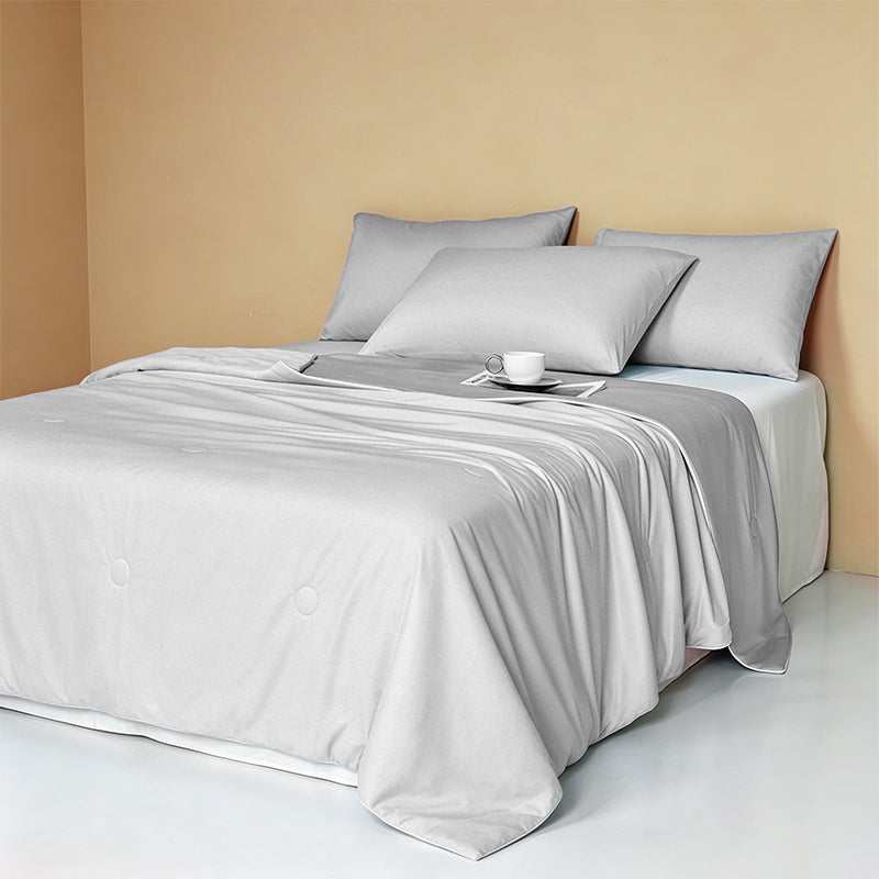 Weich 100% Nylon Fabric | Filled With Whole Feather Silk Cotton | Light Grey