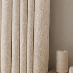 WEICH Full Blackout Jacquard Curtains | Premium Silk Linen Panels | Bedroom Living Room | Cream Latte