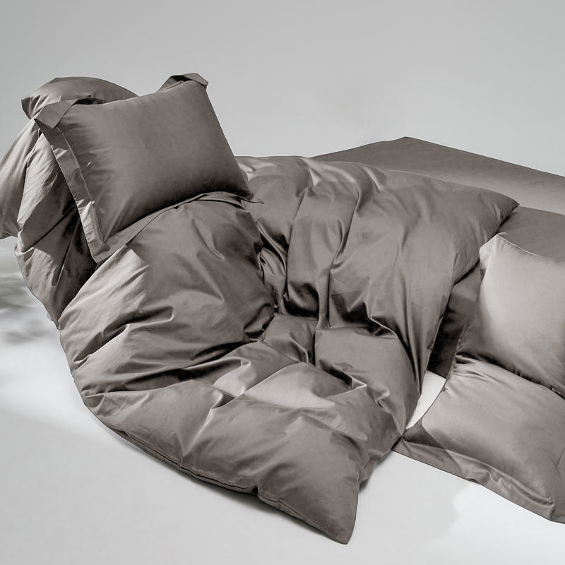 WEICH 1000TC Bedsheet Set | With Quilt Cover | 100% Combed Cotton | Soft Touch | Smoky Taupe