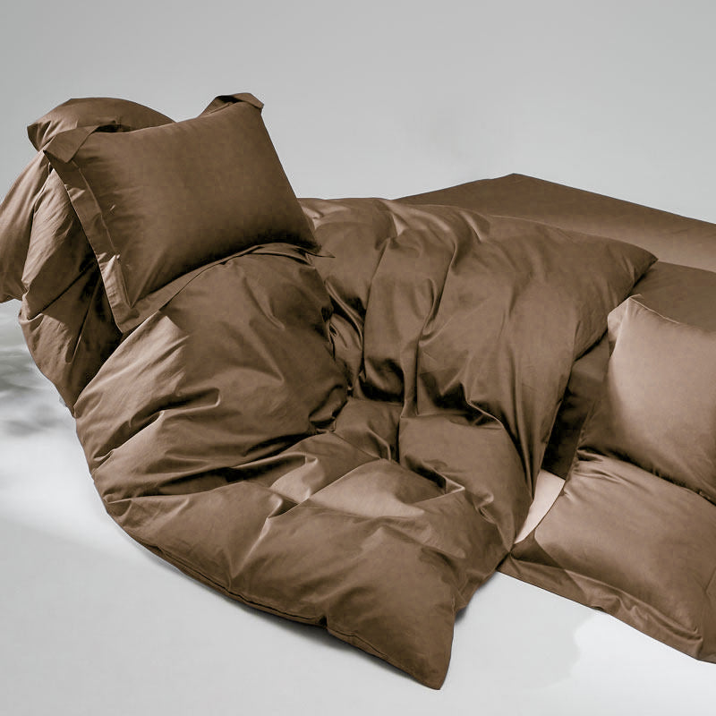 WEICH 1000TC Bedsheet Set | With Quilt Cover | 100% Combed Cotton | Soft Touch | Caramel Brown