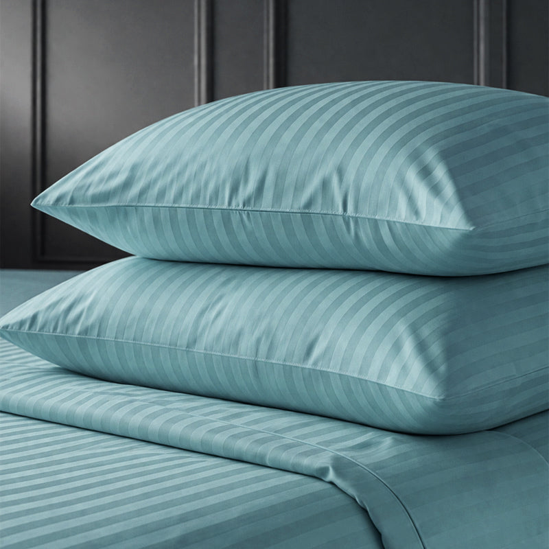 1200TC | Silky | Embossed Micro Satin | Bedsheet Set | Mint Blue