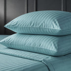 1200TC | Silky | Embossed Micro Satin | Bedsheet Set | Mint Blue