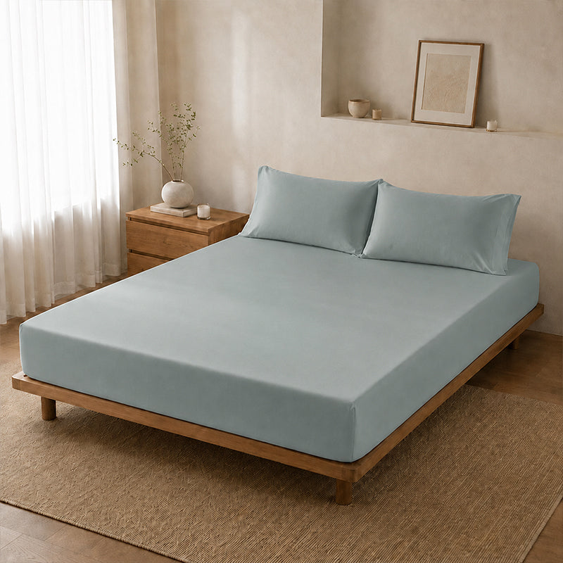 WEICH Ice Cooling Waterproof Fitted Sheet Mattress Protector | Soft Breathable Water Resistant Bedsheet Cover | Single Super Single Queen King | Grey