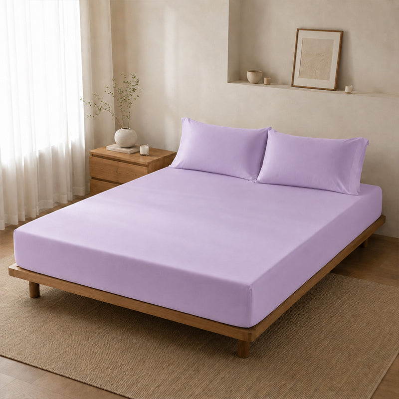 WEICH Ice Cooling Waterproof Fitted Sheet Mattress Protector | Soft Breathable Water Resistant Bedsheet Cover | Single Super Single Queen King | Purple