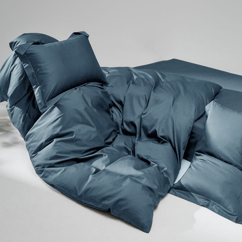 WEICH 1000TC Bedsheet Set | With Quilt Cover | 100% Combed Cotton |  Soft Touch | Dark Blue