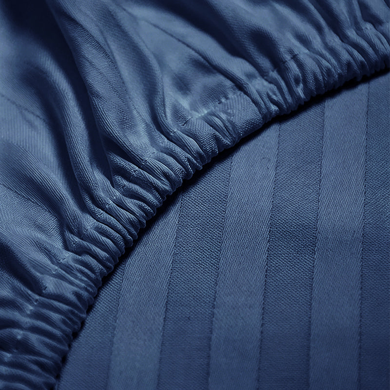 1200TC | Silky | Embossed Micro Satin | Bedsheet Set | Midnight Navy