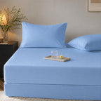 WEICH Ice Cooling Waterproof Fitted Sheet Mattress Protector | Soft Breathable Water Resistant Bedsheet Cover | Single Super Single Queen King | Blue