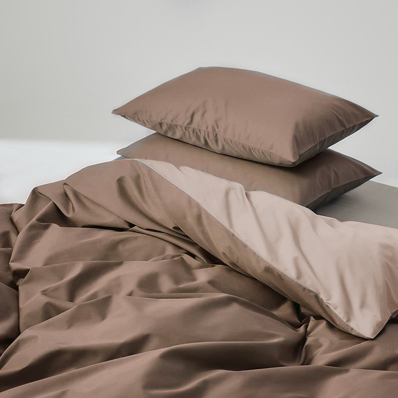 WEICH 980TC Bedding Set | Double-Sided | Quilt Cover | 100% Cotton | Coffee Brown