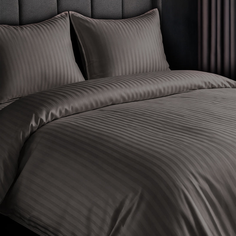 1200TC | Silky | Embossed Micro Satin | Bedsheet Set | Charcoal Grey