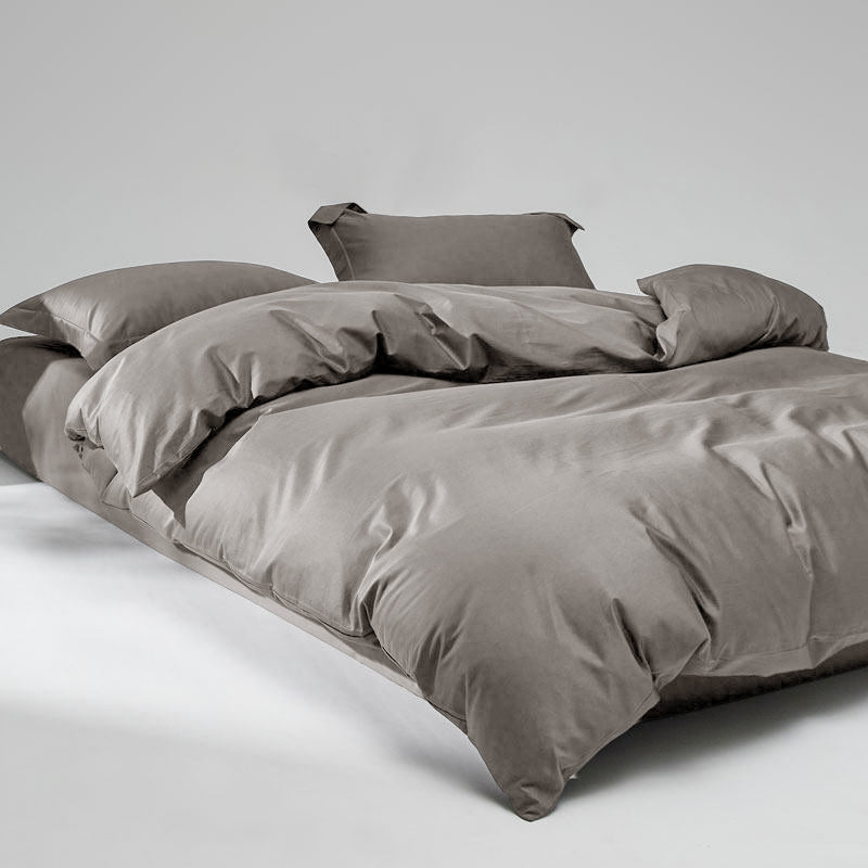 WEICH 1000TC Bedsheet Set | With Quilt Cover | 100% Combed Cotton | Soft Touch | Smoky Taupe