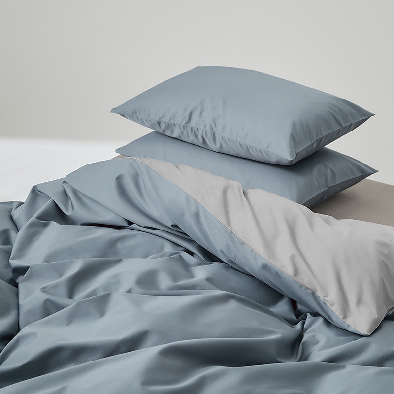 WEICH 980TC Bedding Set | Double-Sided | Quilt Cover | 100% Cotton | Misty Blue