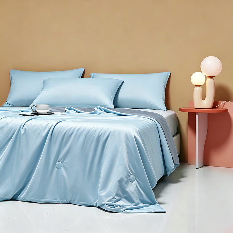 Weich 100% Nylon Fabric | Filled With Whole Feather Silk Cotton | Blue