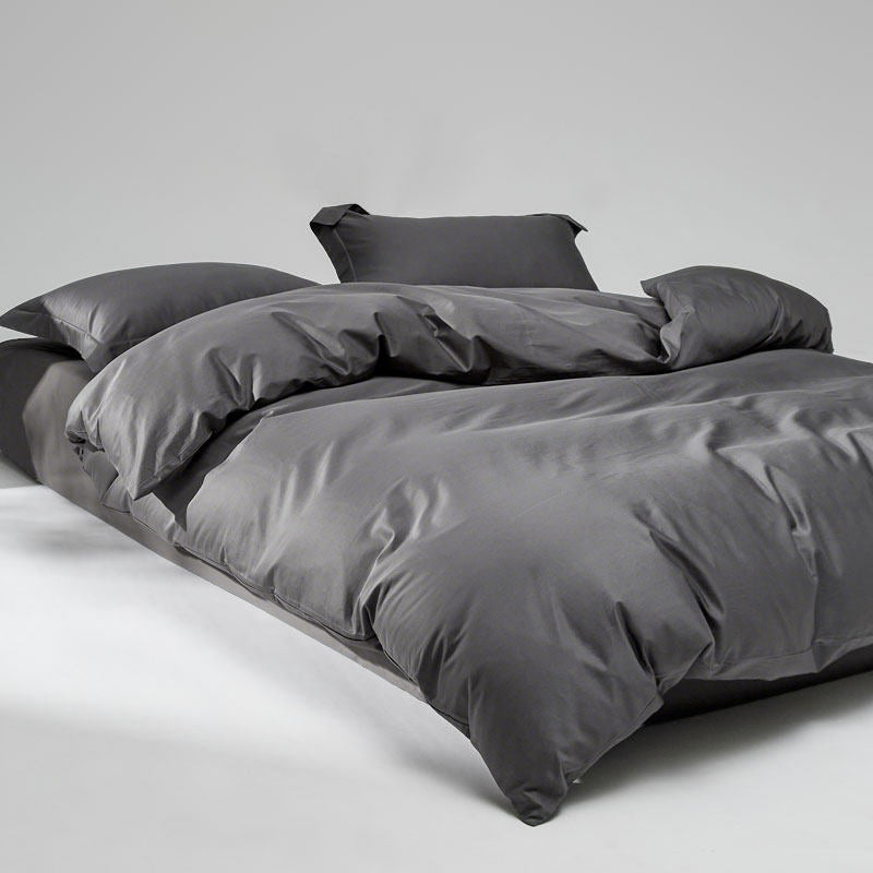 WEICH 1000TC Bedsheet Set | With Quilt Cover | 100% Combed Cotton | Soft Touch | Graphite Grey