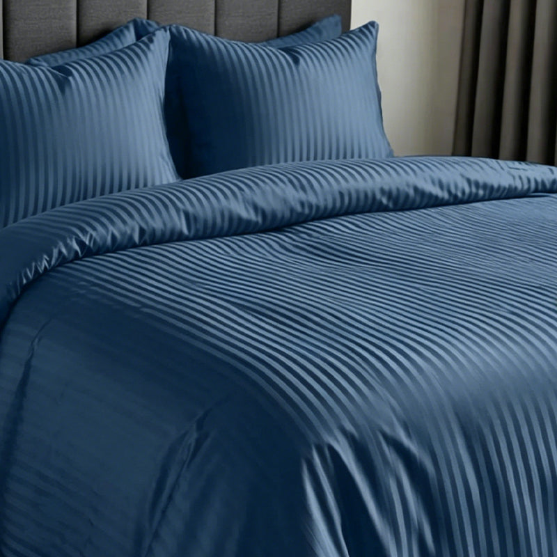 1200TC | Silky | Embossed Micro Satin | Bedsheet Set | Midnight Navy