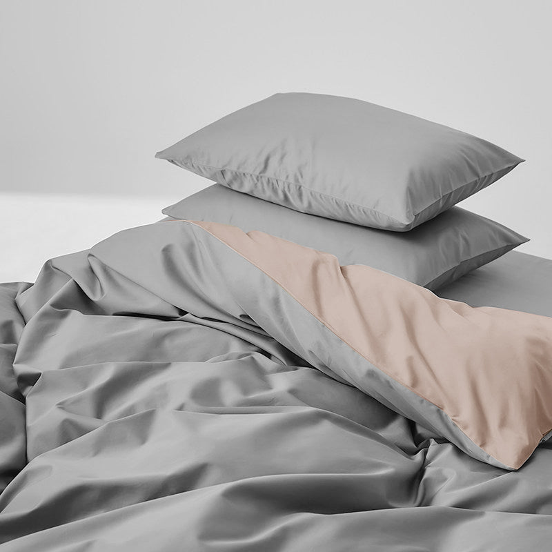 WEICH 980TC Bedding Set | Double-Sided | Quilt Cover | 100% Cotton | Moss Ash