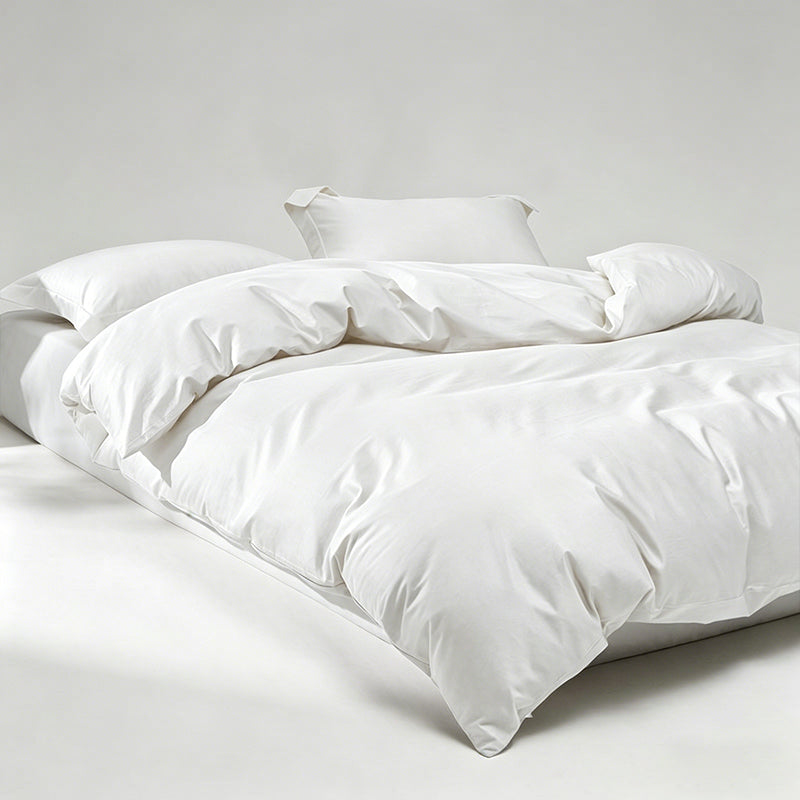 WEICH 1000TC Bedsheet Set | With Quilt Cover | 100% Combed Cotton | Soft Touch | Cream White