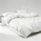 WEICH 1000TC Bedsheet Set | With Quilt Cover | 100% Combed Cotton | Soft Touch | Cream White