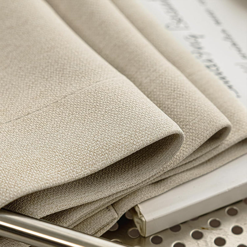 WEICH Luxury Blackout Curtains | Elegant Silk Linen Drapes | Cream White
