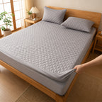 Weich Waterproof Quilted Mattress Protector | Deep Pocket Fitted Bed Cover | Soft & Breathable | White & Grey | Single / Super Single / Queen / King | Grey