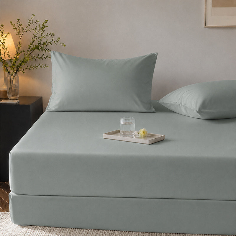 WEICH Ice Cooling Waterproof Fitted Sheet Mattress Protector | Soft Breathable Water Resistant Bedsheet Cover | Single Super Single Queen King | Grey