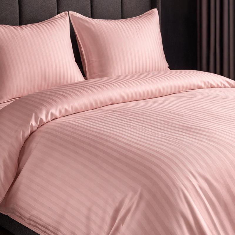 1200TC | Silky | Embossed Micro Satin | Bedsheet Set | Peach Pink