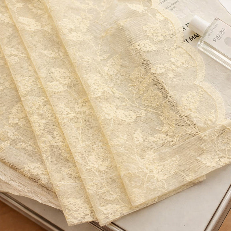 WEICH Premium Lace Sheer Curtains | Elegant Window Panels for Modern Living Spaces | Cream Apricot