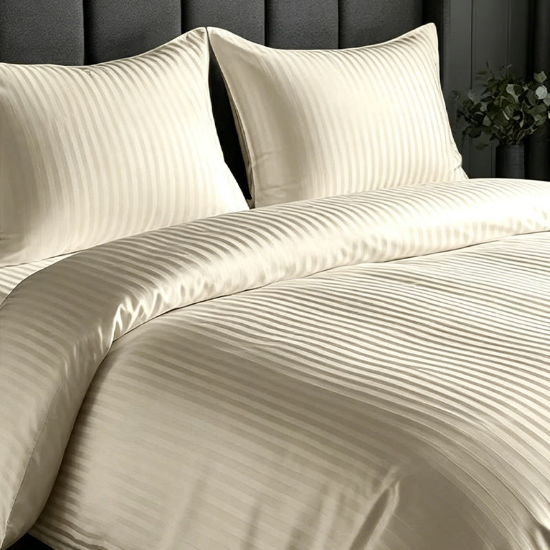 1200TC | Silky | Embossed Micro Satin | Bedsheet Set | Vanilla Cream