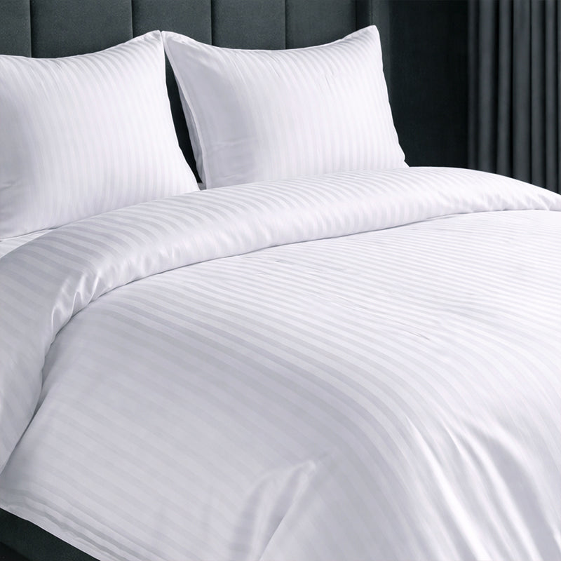 1200TC | Silky | Embossed Micro Satin | Bedsheet Set | Pure White