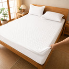 Weich Waterproof Quilted Mattress Protector | Deep Pocket Fitted Bed Cover | Soft & Breathable | White & Grey | Single / Super Single / Queen / King | White