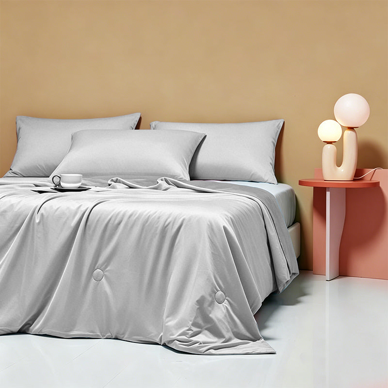Weich 100% Nylon Fabric | Filled With Whole Feather Silk Cotton | Light Grey